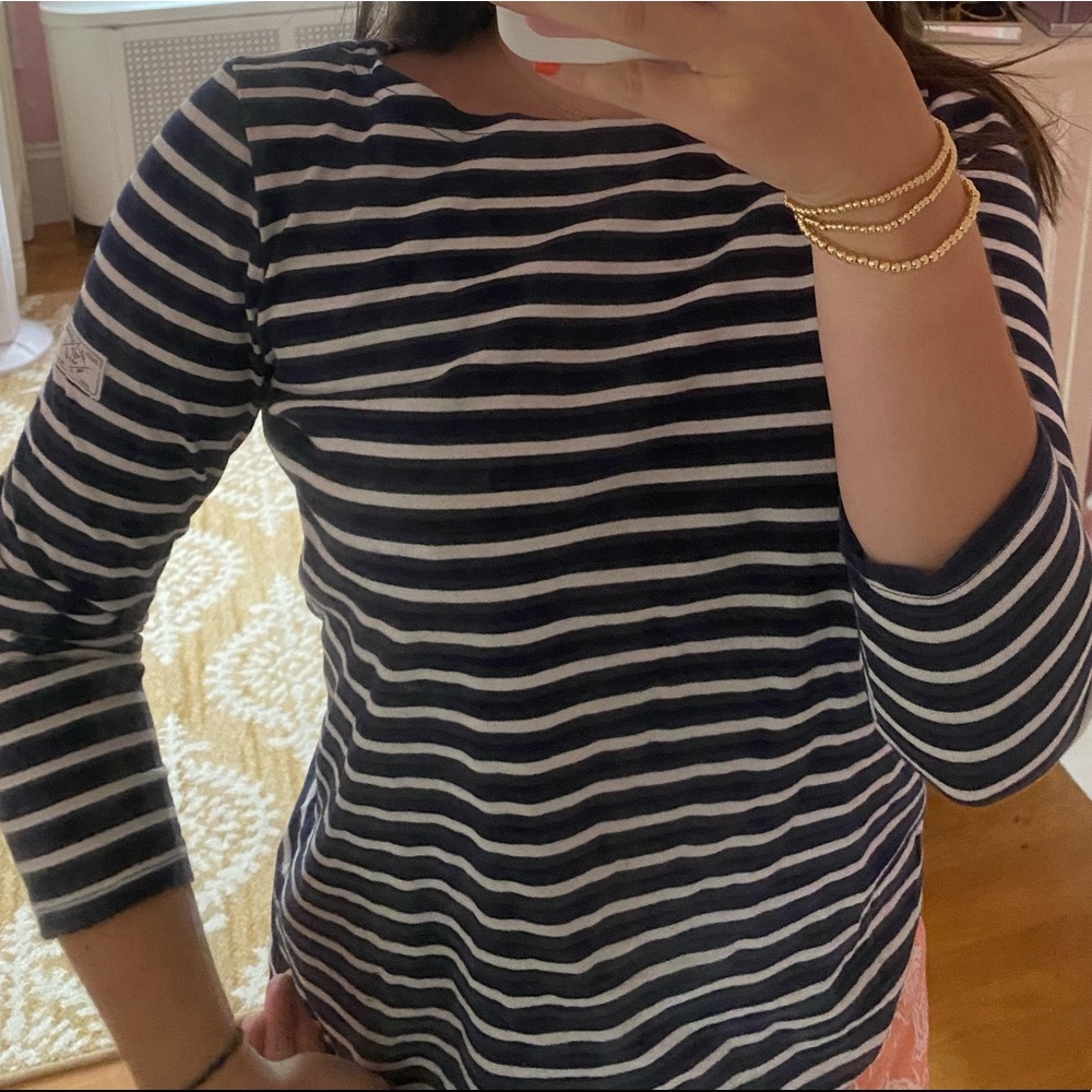 Long sleeve navy & white top by Joules